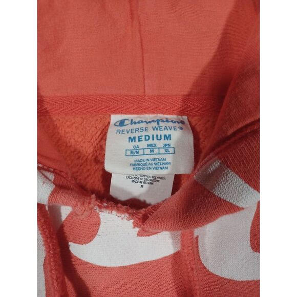 Champion Hoodie Mens M Pink All Over Print Reverse Weave Pullover‎ - Picture 2 of 3